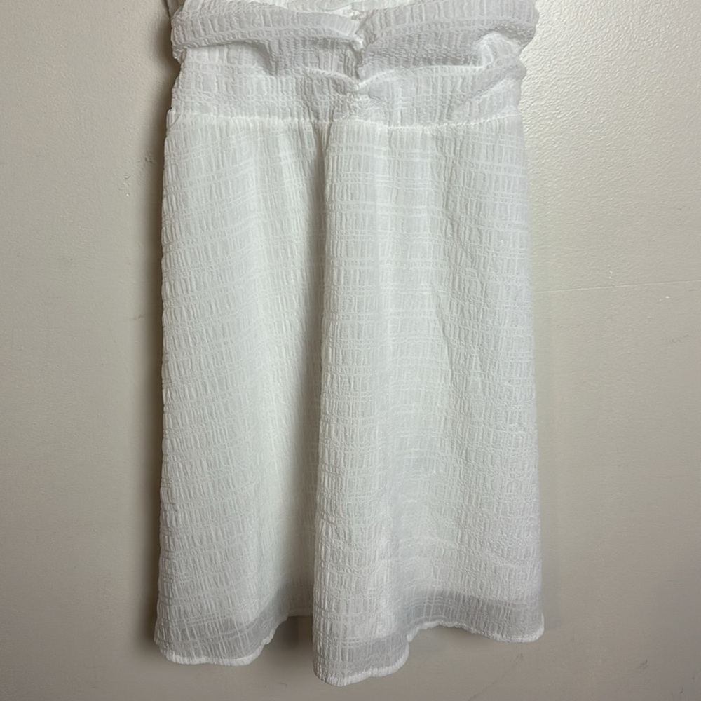 H&M Crepe Fabric Woven Mini Fit & Flare Dress with Lace Up Back in White - Picture 6 of 9